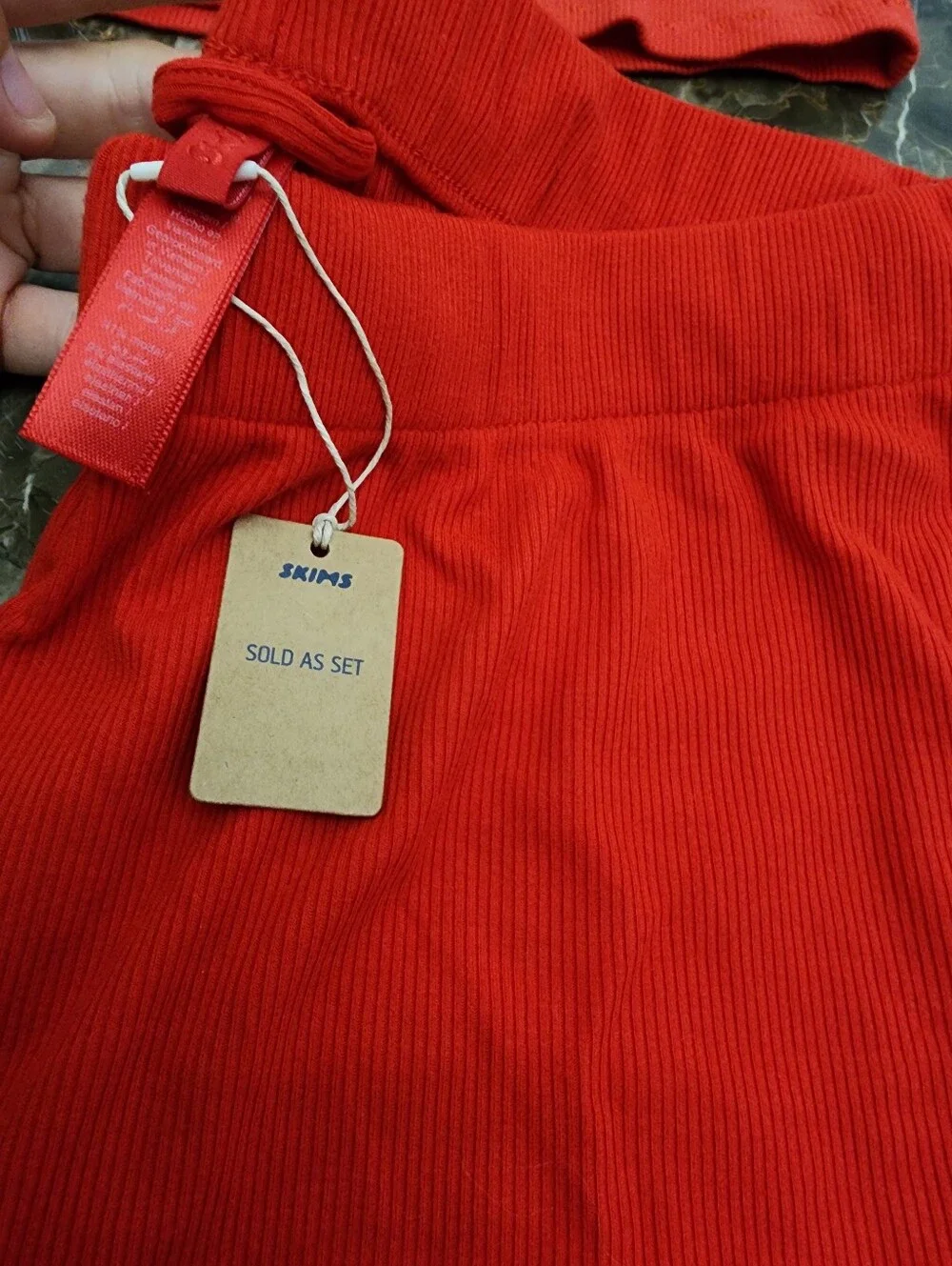 SKIMS NWT Soft Lounge Ribbed Pajama Pants AND Cotton Ribbed Tank Size MED CHERRY